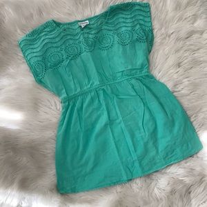 Motherhood Maternity Teal Eyelet Top Small